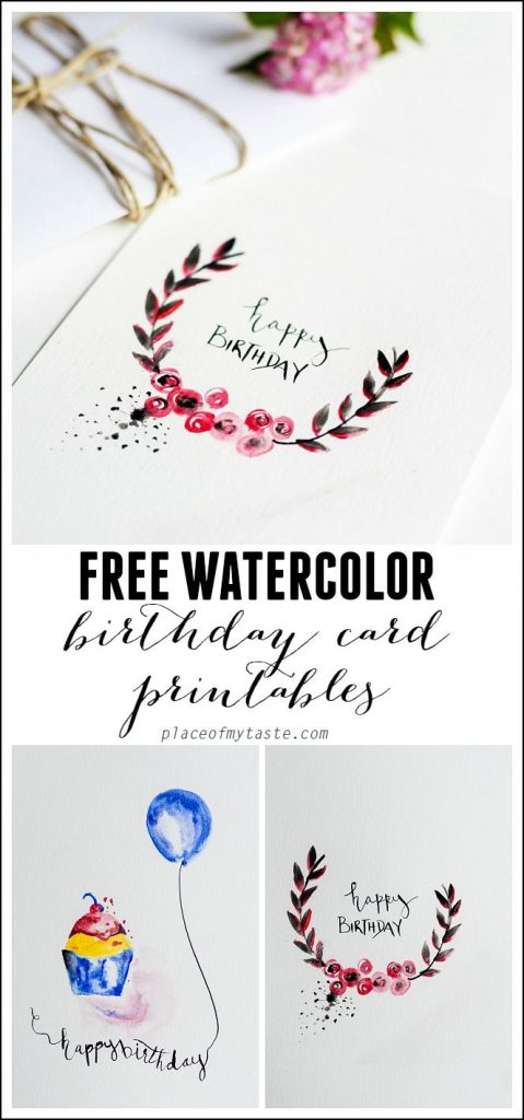 Free Watercolor Birthday Card Printables Printables Watercolor 
