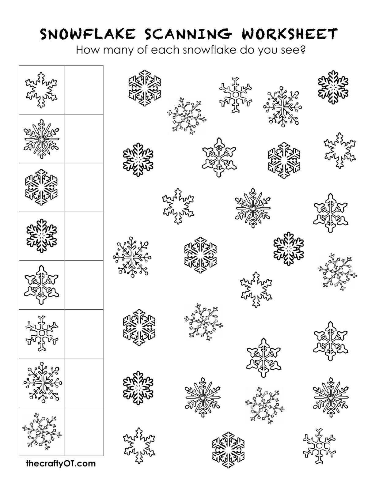 Free Winter Worksheets | Occupational Therapy | Occupational Therapy - Free Printable Form Constancy Worksheets