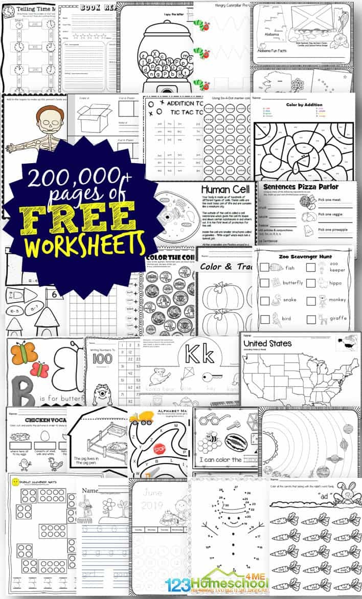 Free Worksheets - 200,000+ For Prek-6Th | 123 Homeschool 4 Me - Free Printable Activities