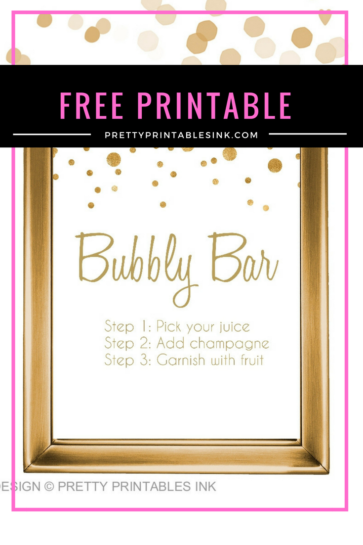 Freebie Friday - Bubbly Bar Sign | Pretty Printables Ink - Free Printable Bachelorette Signs