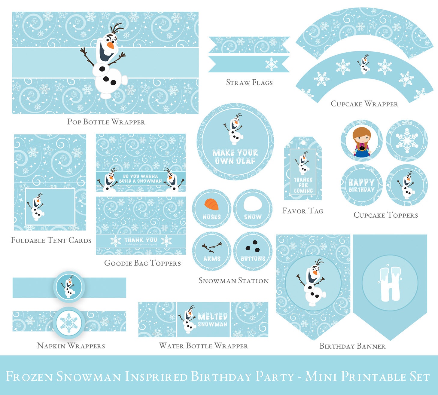 Frozen Birthday Printable Set Olaf Birthday Party | Etsy - Frozen Birthday Banner Printable Free