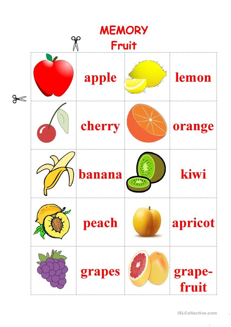 Fruit Memory Game Worksheet - Free Esl Printable Worksheets Made - Free Printable Memory Exercises