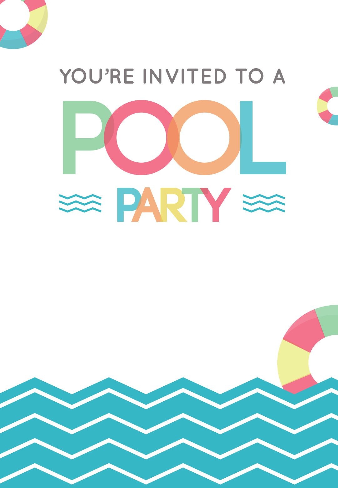 Fun Afternoon - Free Printable Summer Party Invitation Template - Free Printable Pool Party Birthday Invitations