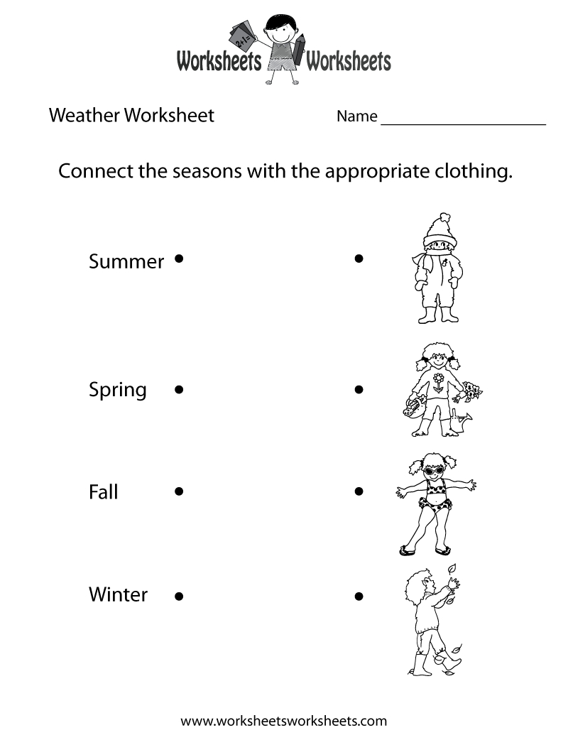 Fun Weather Worksheet Printable | Seasonal Worksheets | Weather - Free Printable Seasons Worksheets For Kindergarten