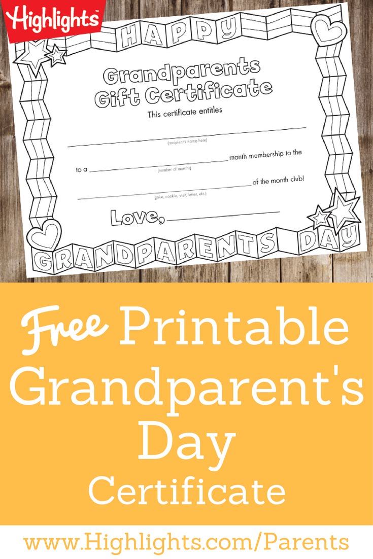 Grandparent&amp;#039;s Day Certificate | Arts | Grandparent Gifts - Grandparents Certificate Free Printable