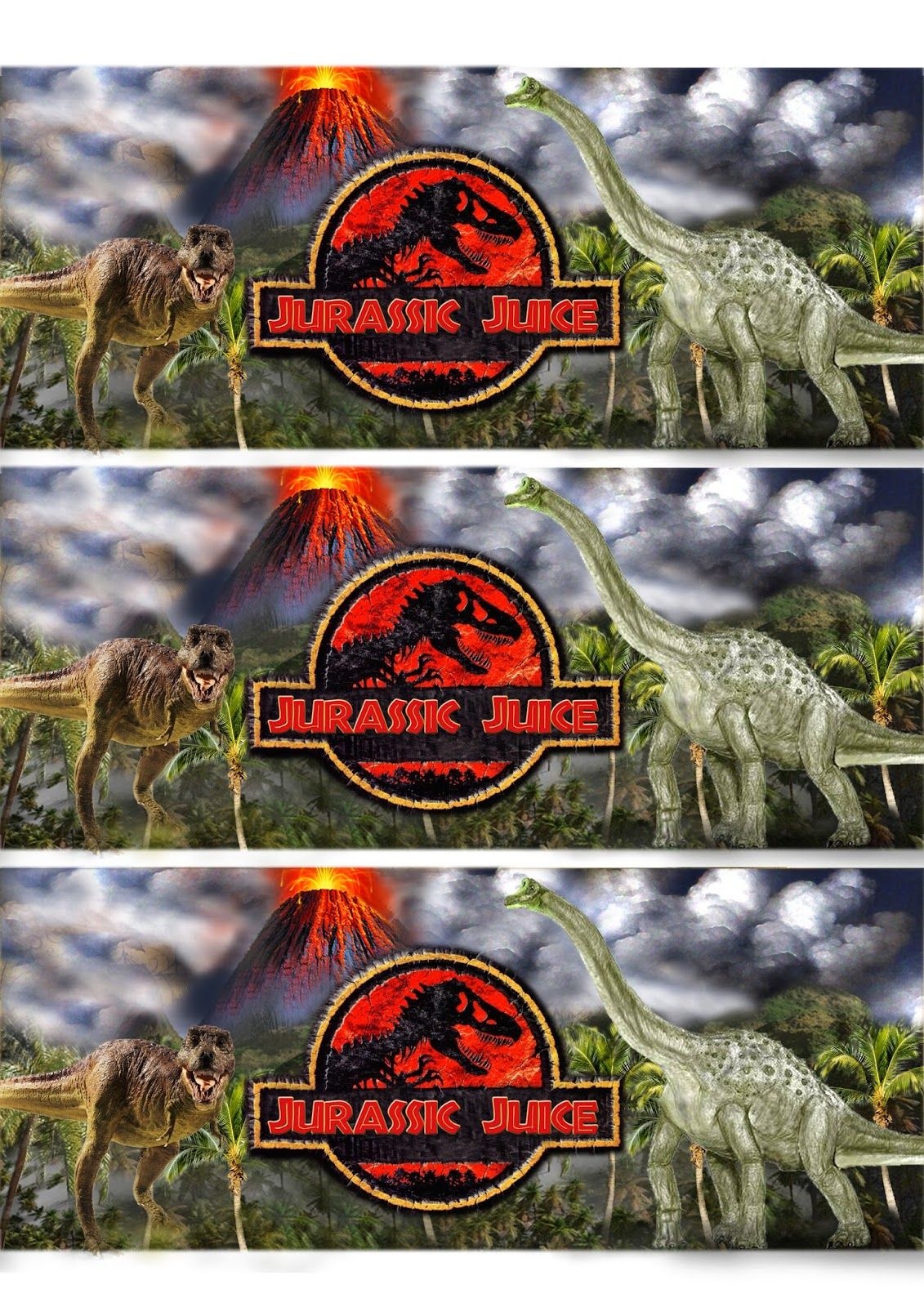 Greatfun4Kids:free Printable Dinosaur / Jurassic Party Drink Bottle - Free Printable Jurassic Park Invitations