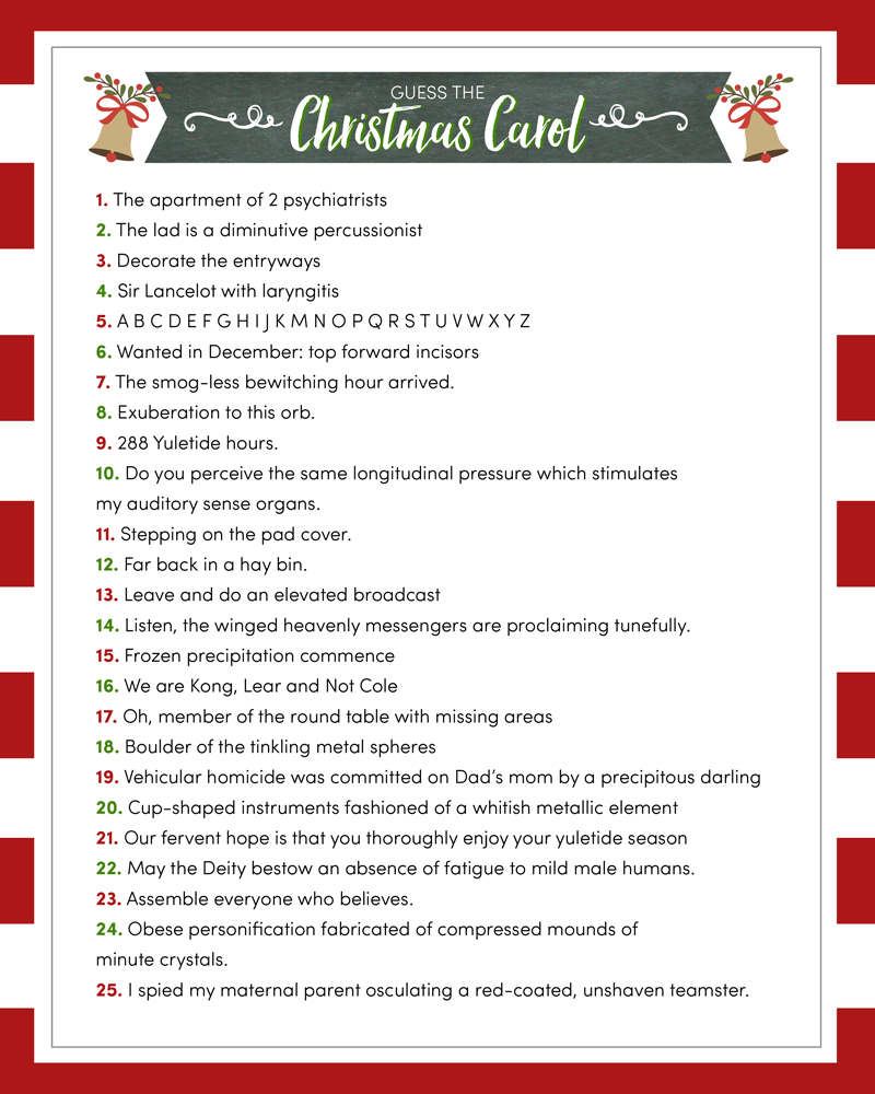 Guess The Christmas Carol Game - Lil&amp;#039; Luna - Free Printable Christmas Song Picture Game