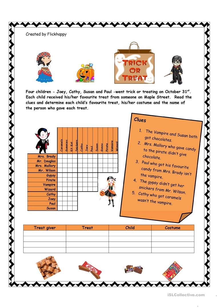Halloween Logic Puzzle Worksheet - Free Esl Printable Worksheets - Free Printable Halloween Puzzles