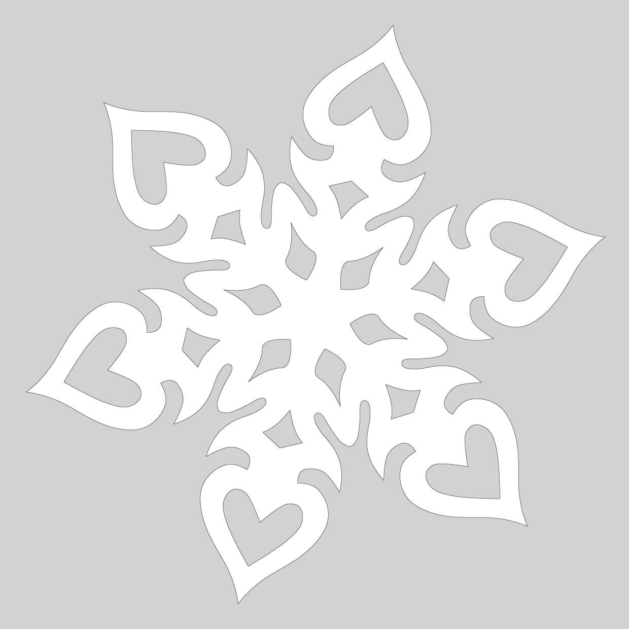 Heart Shaped Paper Snowflake Pattern To Cut Out | Free Printable - Free Printable Snowflake Patterns