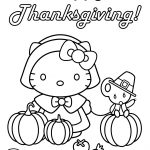 Hello Kitty Happy Thanksgiving Coloring Page | Free Printable   Free Printable Thanksgiving Coloring Pages