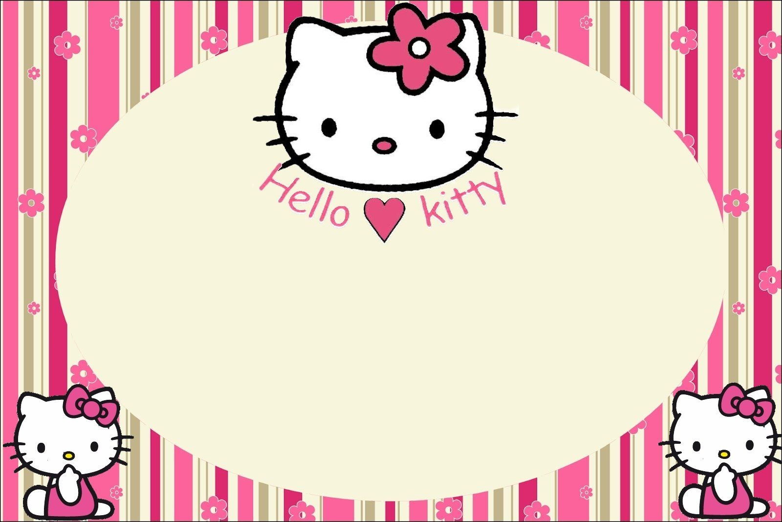 Hello Kitty With Flowers: Free Printable Invitations. | Labels - Hello Kitty Labels Printable Free