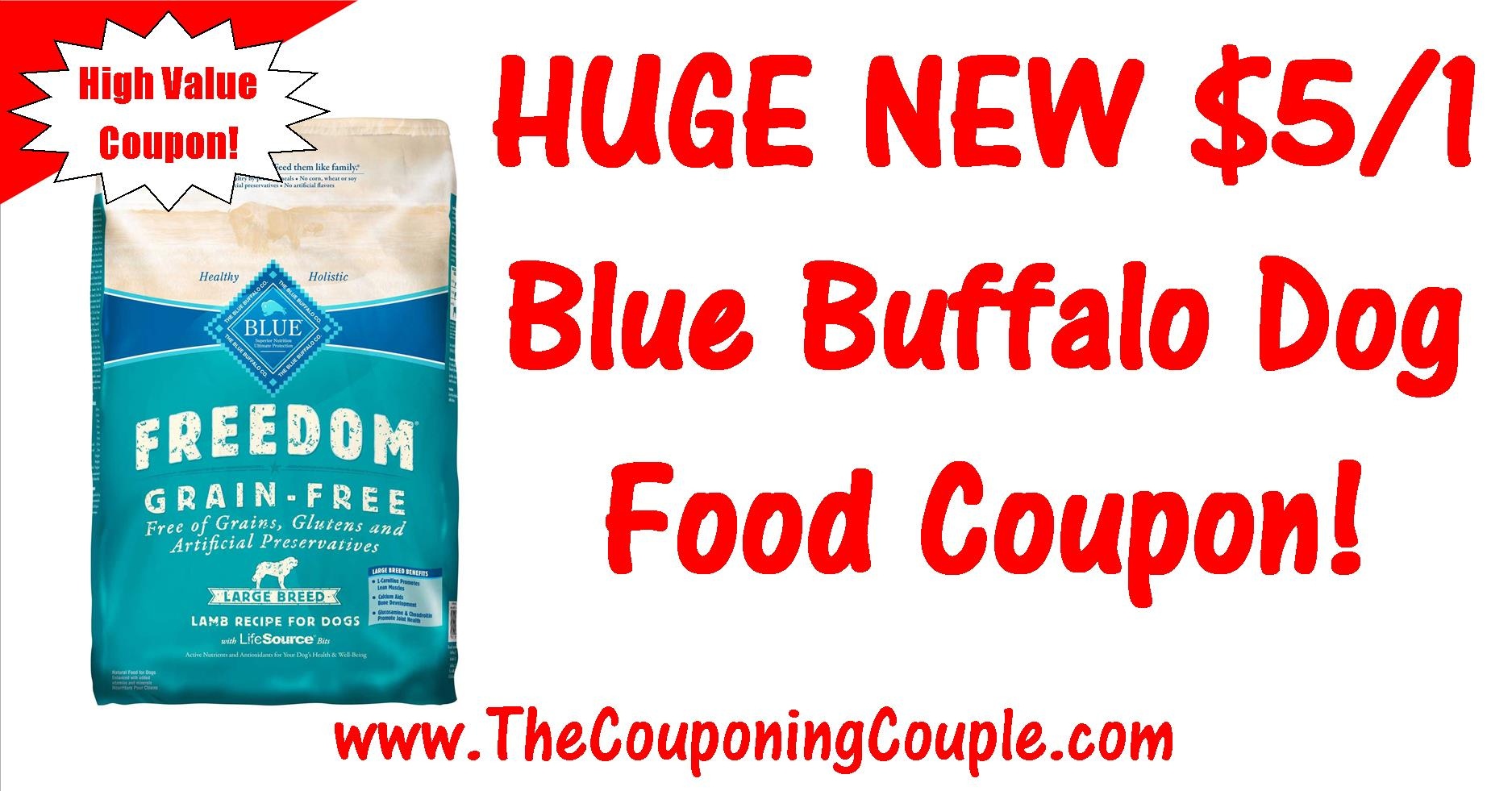 Huge Blue Buffalo Dog Food Printable Coupon ~ $5.00/1 Coupon! - Free Printable Dog Food Coupons