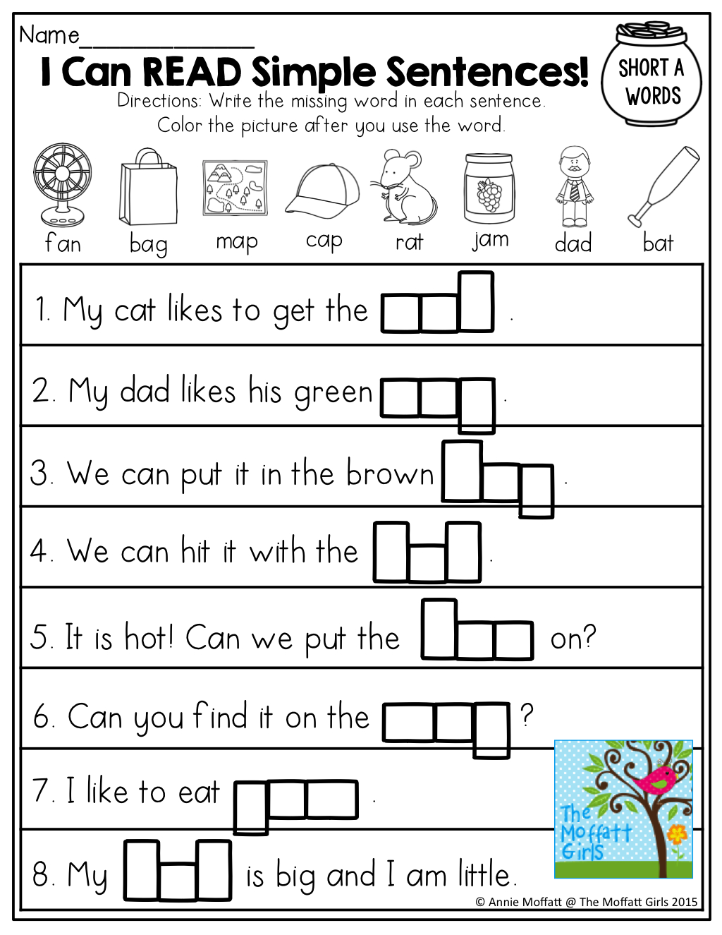 I Can Read Simple Sentences With Cvc Words To Fill In Classroom 