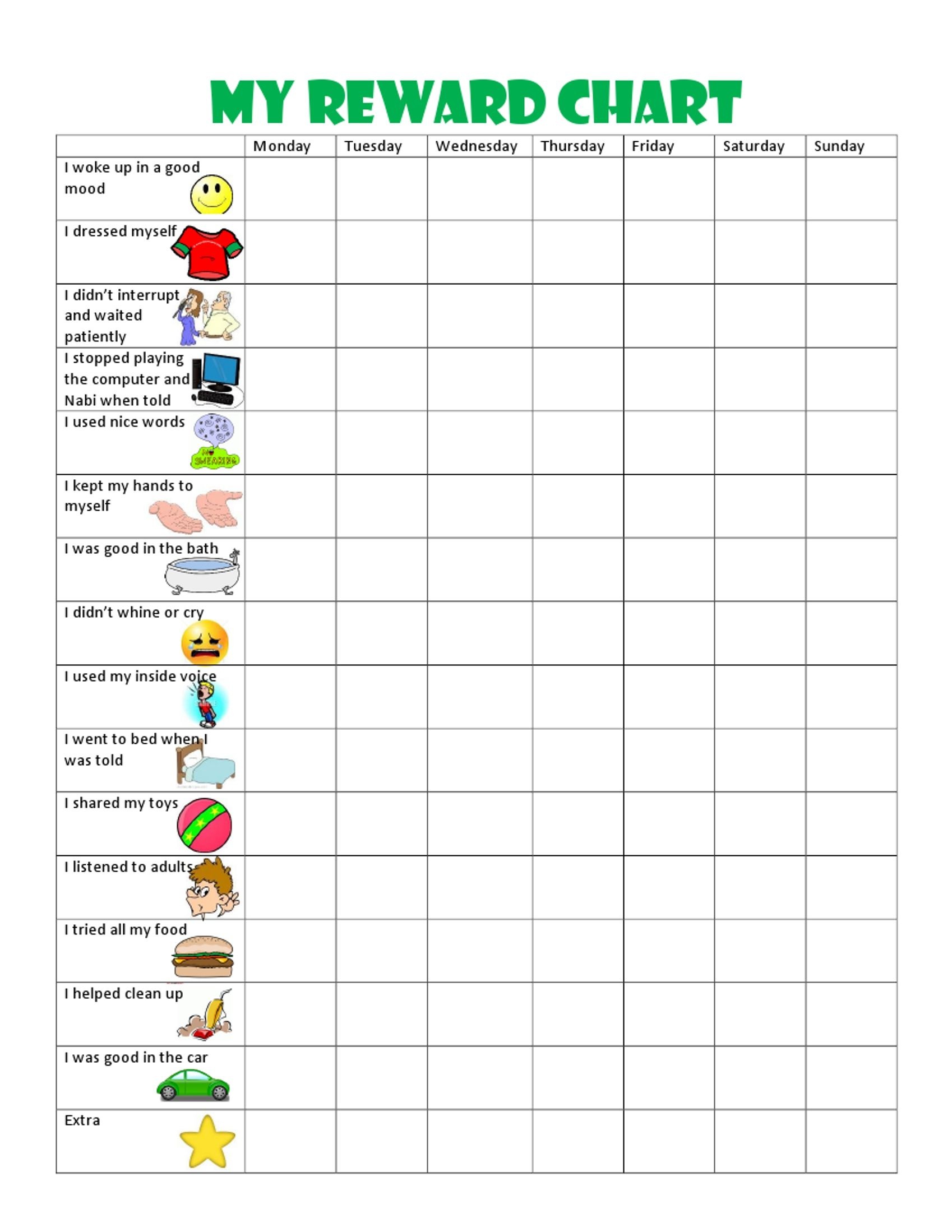 Reward Charts For Toddlers Free Printable Free Printable A To Z
