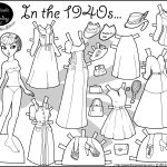 In The 1940S Paper Doll Coloring Page | Paper Doll 7 | Frozen   Free Printable Paper Dolls Black And White