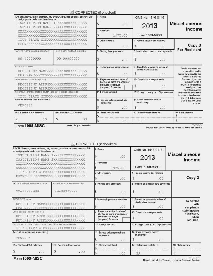 Free 1099 Form 2013 Printable