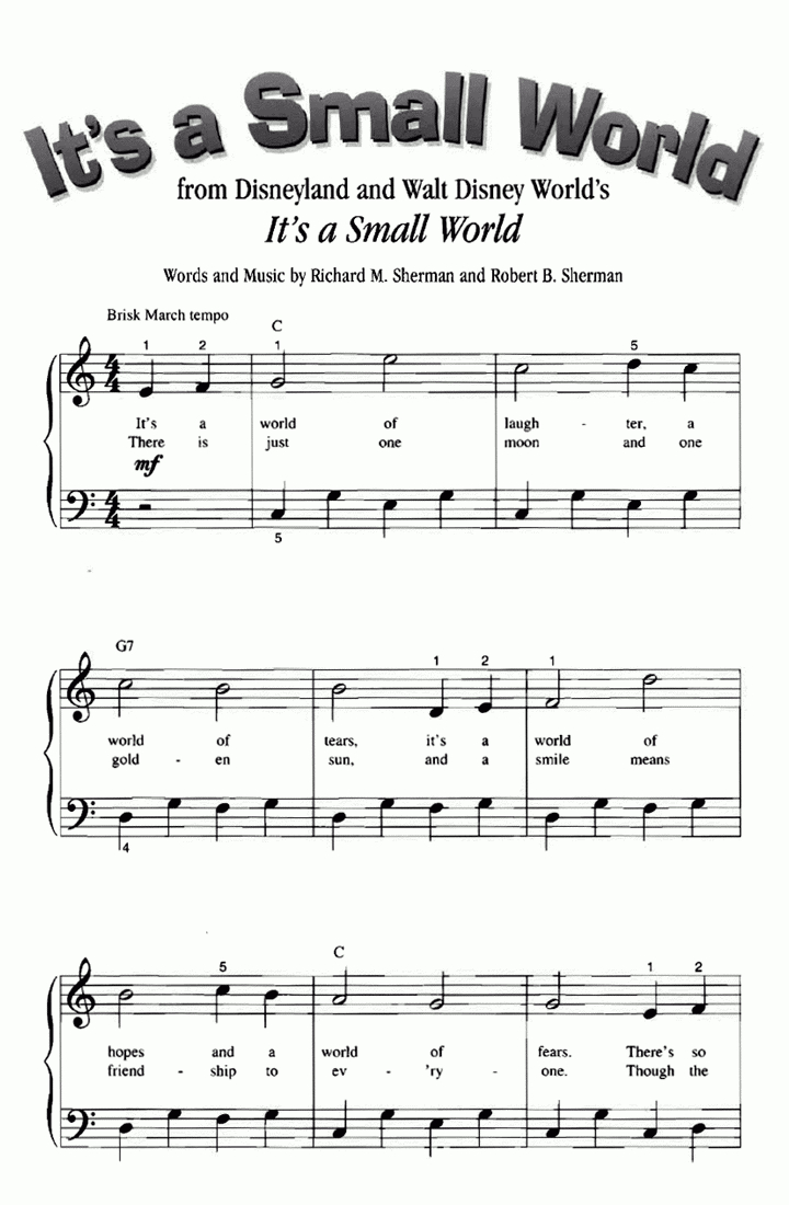 Piano Sheet Music For Beginners Popular Songs Free Printable Free