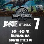Jurassic World : Fallen Kingdom Birthday Party Ideas   Free   Free Printable Jurassic Park Invitations