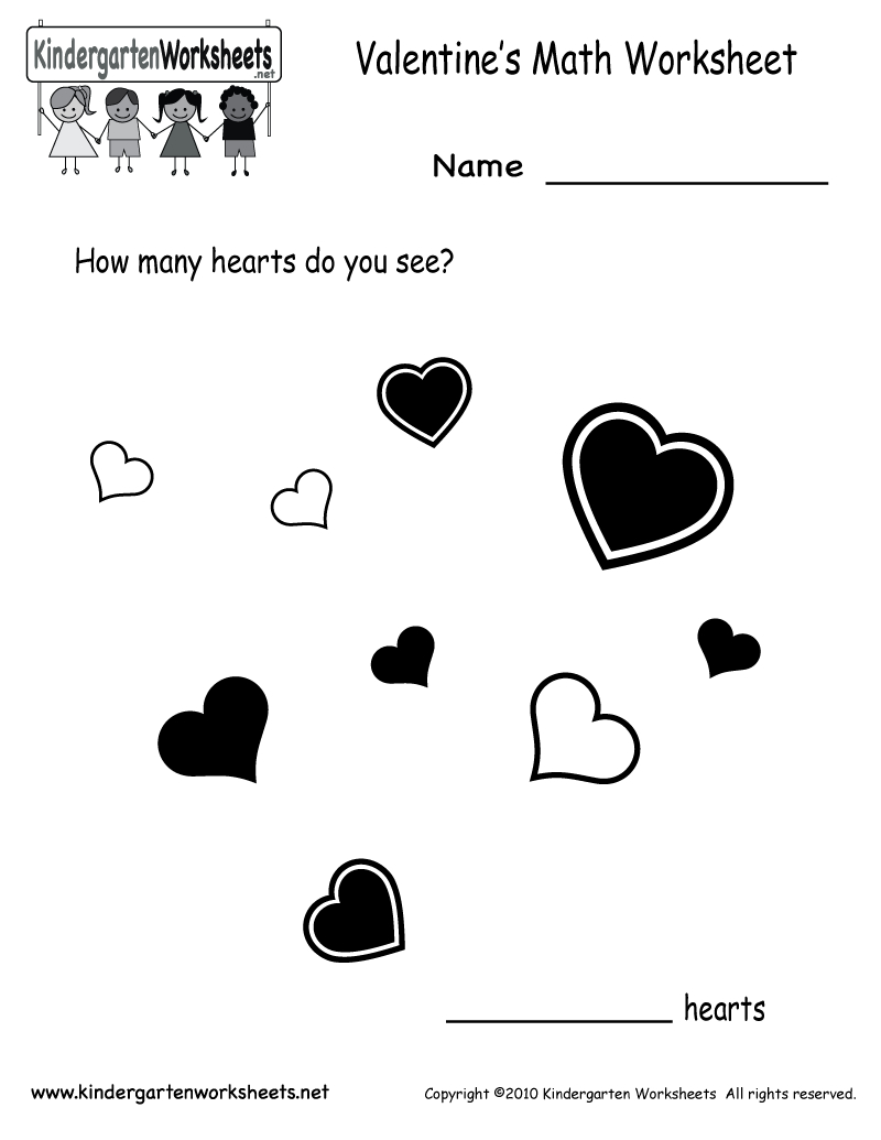 Kindergarten Valentine&amp;#039;s Day Math Worksheet Printable | Valentine&amp;#039;s - Free Printable Preschool Valentine Worksheets