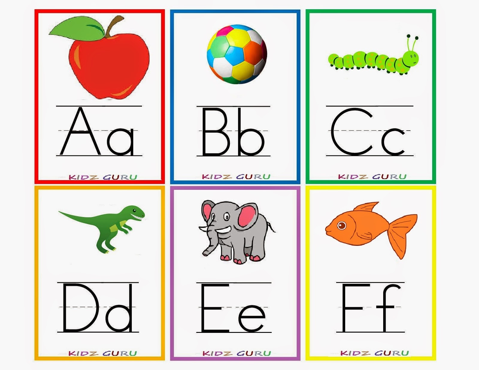 Kindergarten Worksheets: Printable Worksheets - Alphabet Flash Cards 1 - Free Printable Alphabet Cards With Pictures