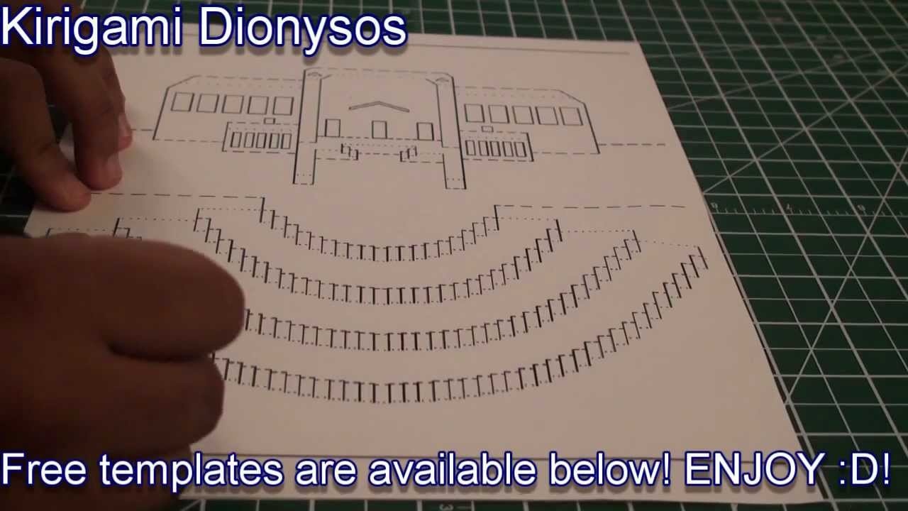 Kirigami Pop Up Dionysos Theatre Greeting Card | Free Template - Free Printable Kirigami Pop Up Card Patterns