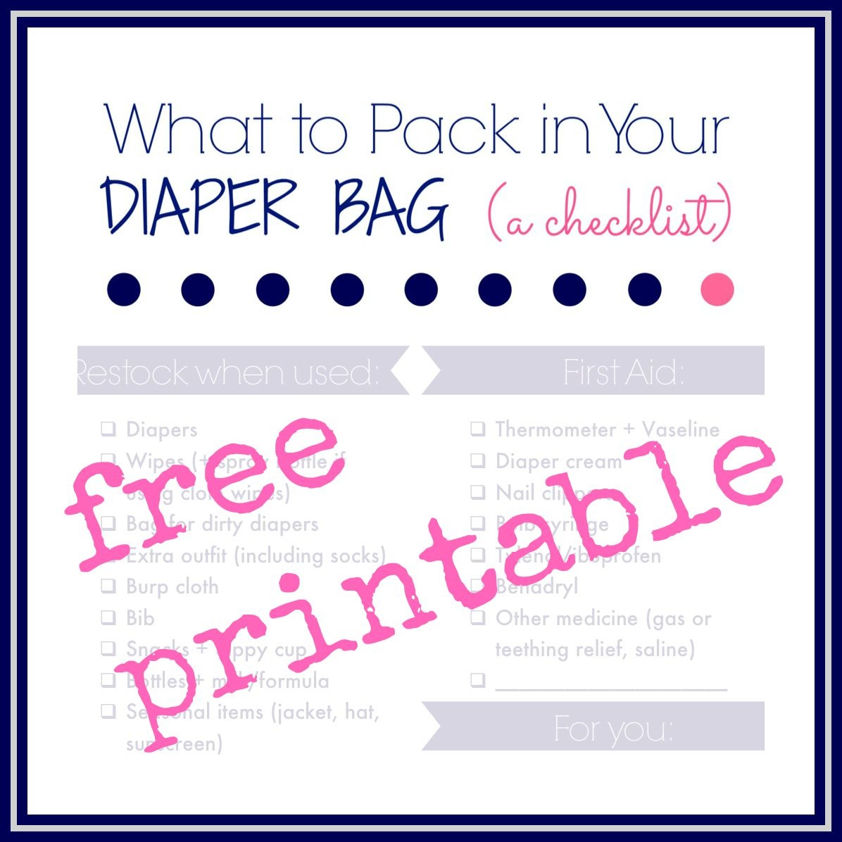 Laura&amp;#039;s Plans: What To Pack In You Diaper Bag: A Free Printable - What&amp;#039;s In The Diaper Bag Game Free Printable