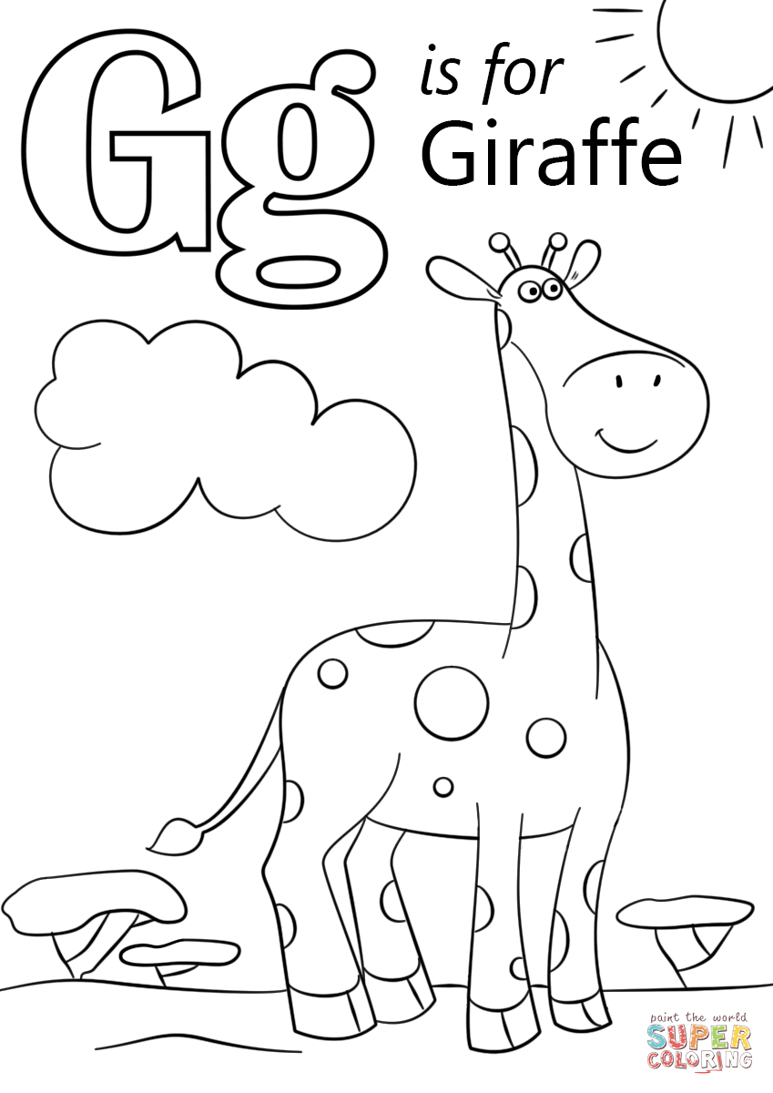Letter G Is For Giraffe | Super Coloring | Alaphbet Crafts - Free Printable Letter G Coloring Pages