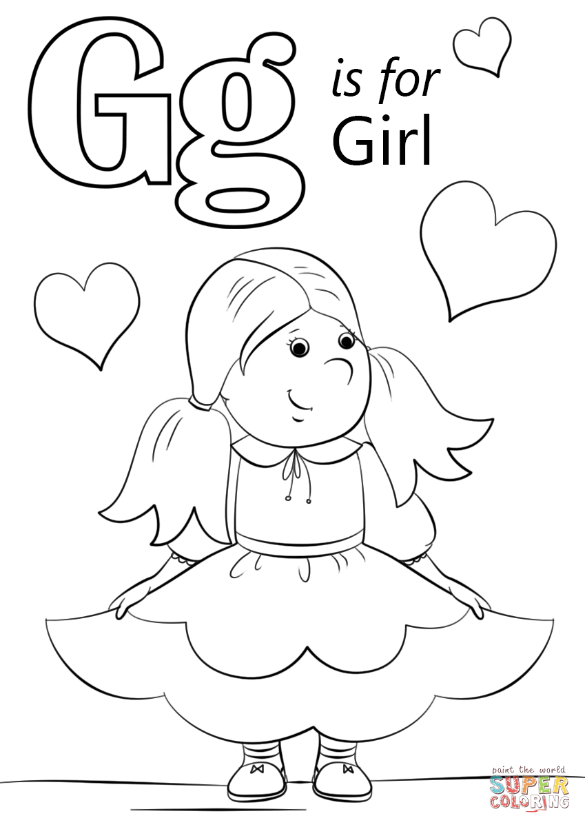 Letter G Is For Girl Coloring Page | Free Printable Coloring Pages - Free Printable Letter G Coloring Pages