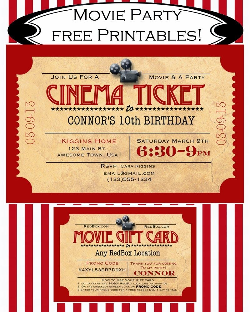Like Mom And Apple Pie: A Summer Of Movies! Free Printables! | Diy - Movie Night Birthday Invitations Free Printable