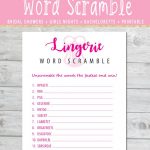 Lingerie Word Scramble Game   Bachelorette Party Game   Bridal   Free Printable Bridal Shower Games Word Scramble