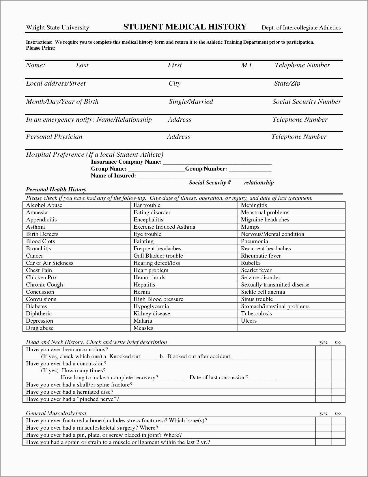 Lovely Free Medical Discharge Forms Templates | Best Of Template - Free Printable Personal Medical History Forms