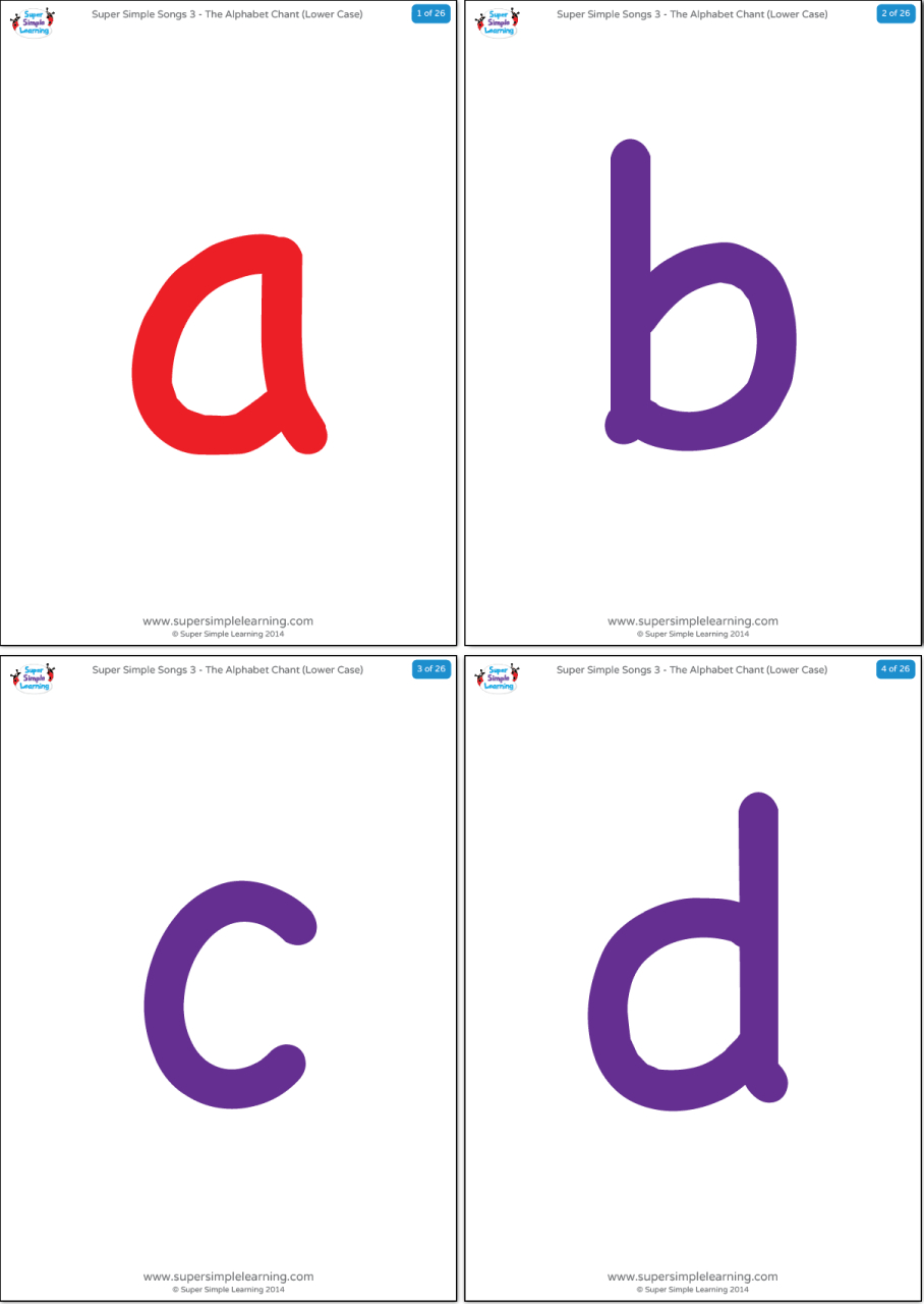Lowercase Alphabet Flashcards - Super Simple - Free Printable Lower Case Letters Flashcards