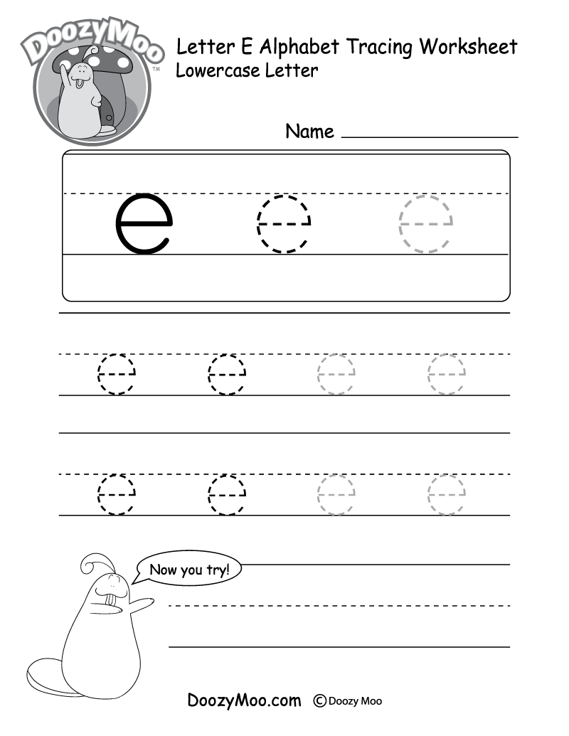 Lowercase Letter &amp;quot;e&amp;quot; Tracing Worksheet - Doozy Moo - Free Printable Alphabet Tracing Worksheets