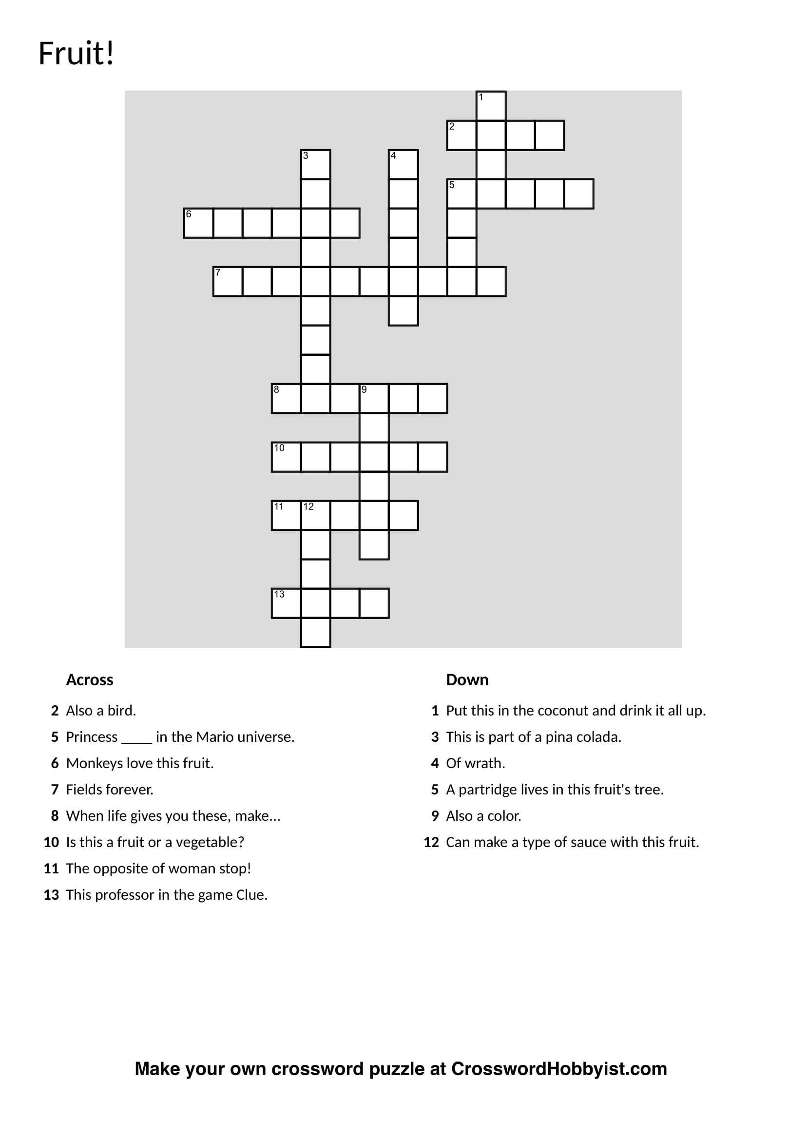 crossword puzzle maker free printable