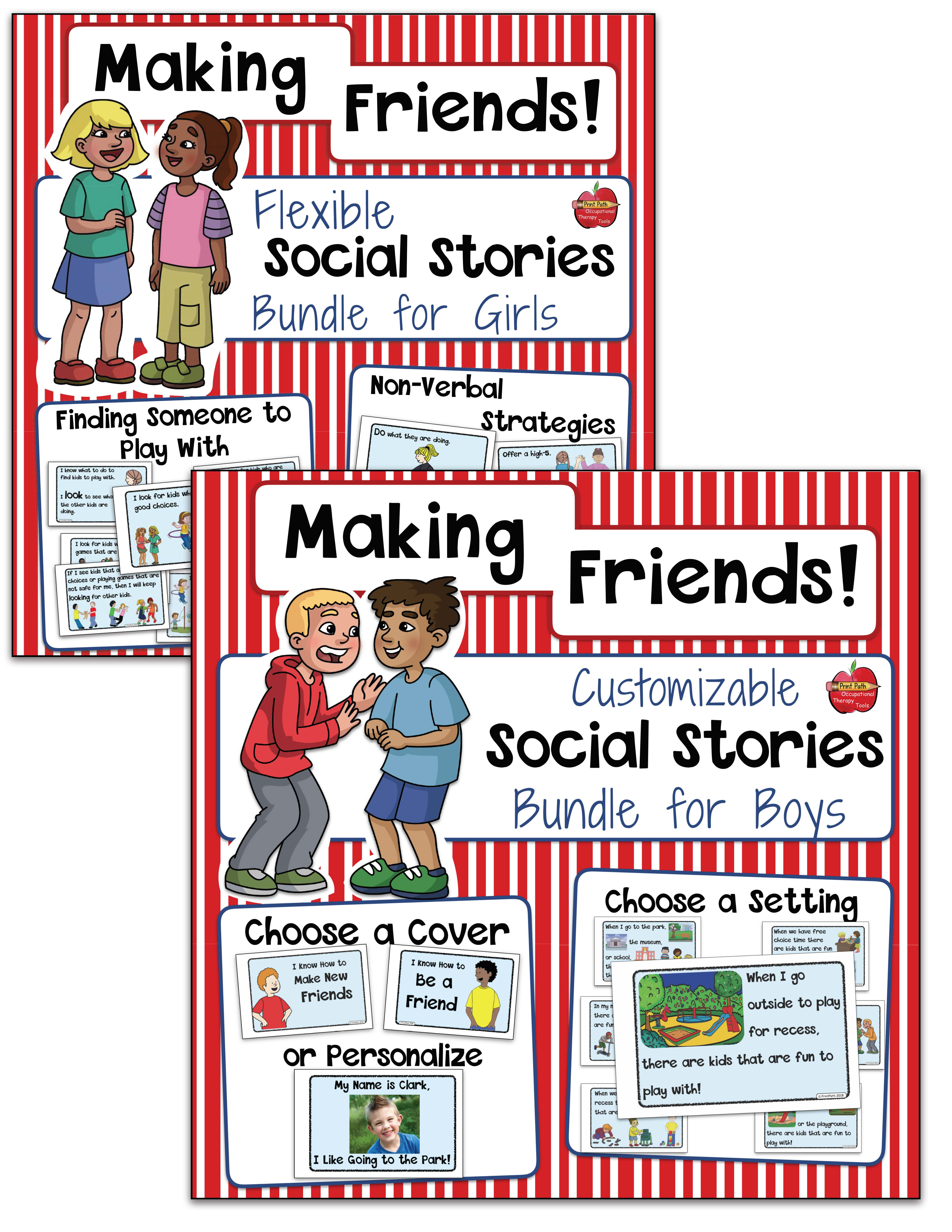 Making Friends Social Stories For Girls And/or Boys - Flexible And - Free Printable Sensory Stories