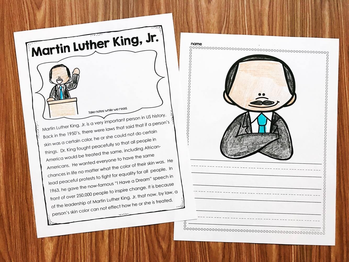martin luther king jr kindergarten activities