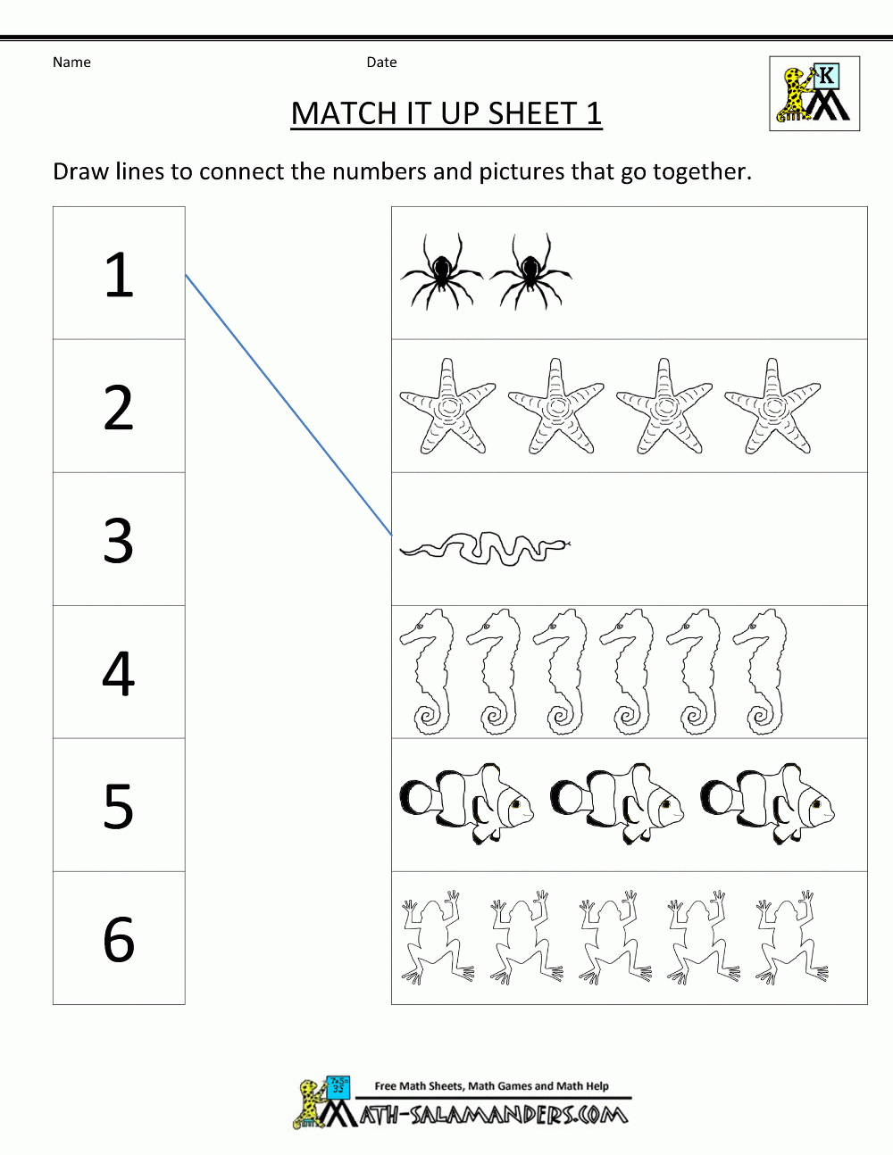 Math Worksheets Kindergarten Kg 1 Maths Pdf Free Printable Match It - Free Printable Kindergarten Math Activities