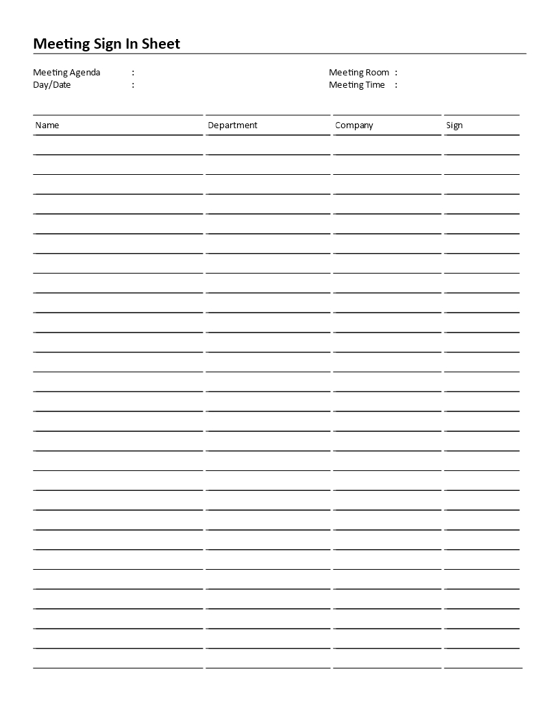 Meeting Sign In Sheet - Download This Printable Meeting Sign In - Free Printable Sign In Sheet