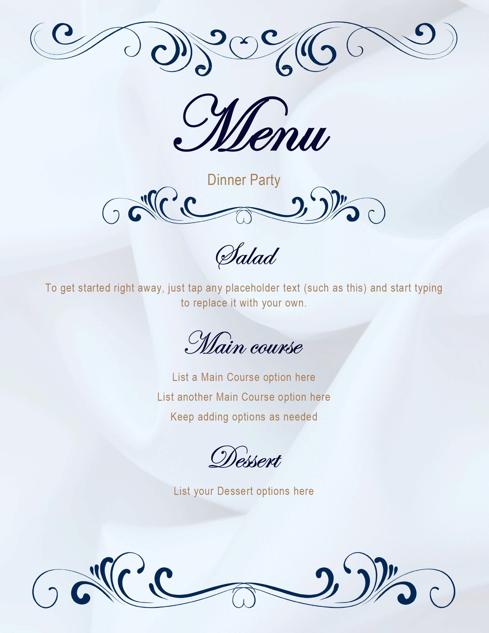 Menus Office Free Printable Dinner Party Menu Template Free