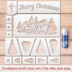 Merry Christmas Stencils Kit. Stencils For Windows Decoration. +Free   Merry Christmas Stencil Free Printable