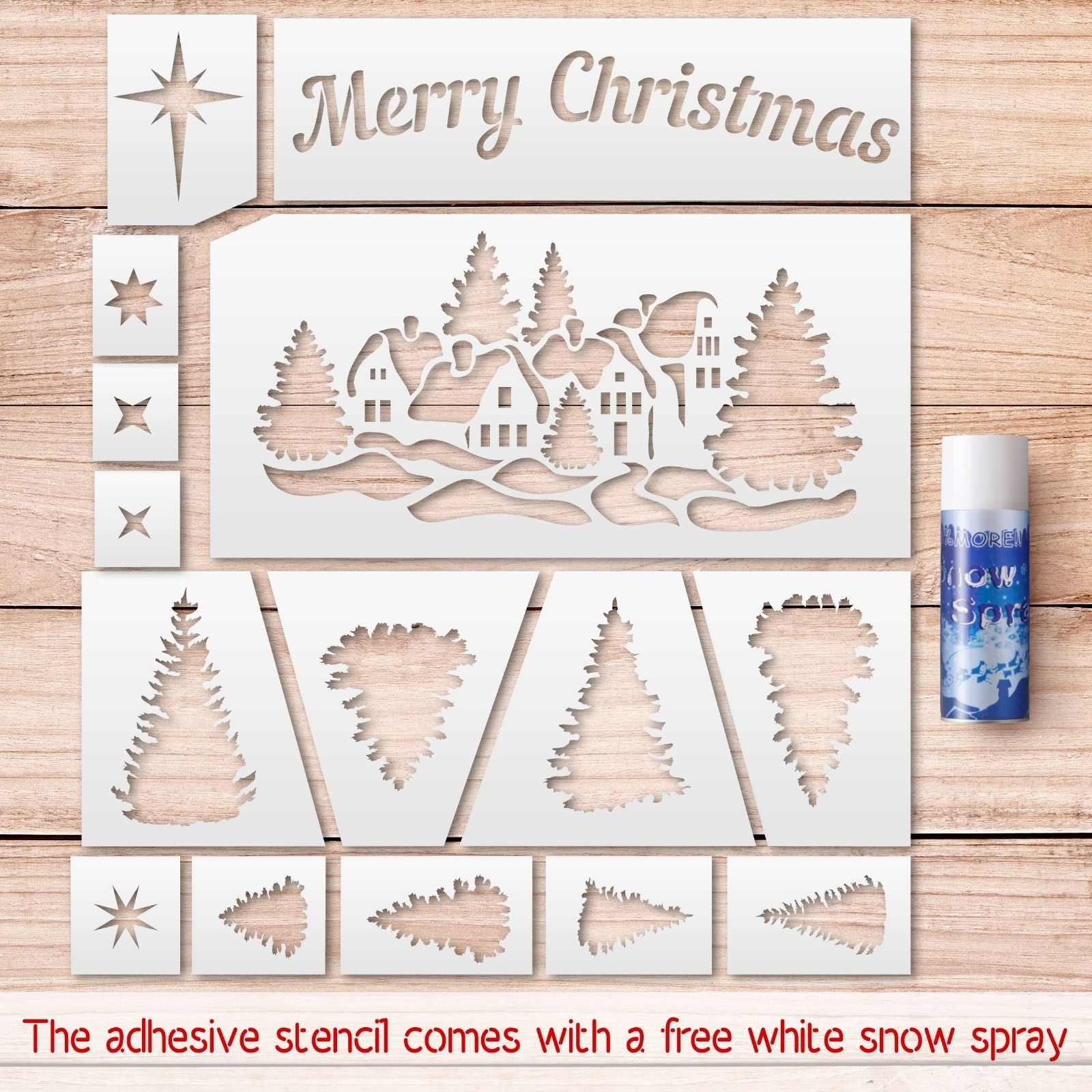 Merry Christmas Stencils Kit. Stencils For Windows Decoration. +Free - Merry Christmas Stencil Free Printable
