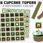 Minecraft Cupcake Topper 2 Color Variations, Minecraft Topper   Free Printable Minecraft Cupcake Toppers And Wrappers