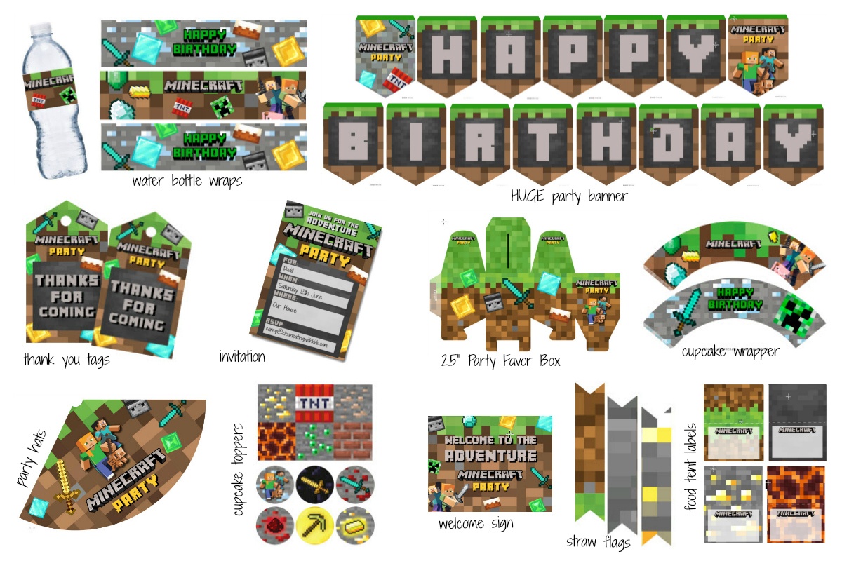 Minecraft Party Pack - Clean Eating With Kids - Free Printable Minecraft Cupcake Toppers And Wrappers
