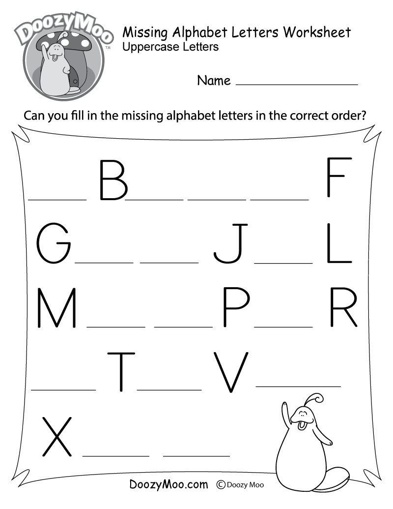 Missing Alphabet Letters Worksheet (Free Printable) - Doozy Moo - Free Printable Alphabet Pages