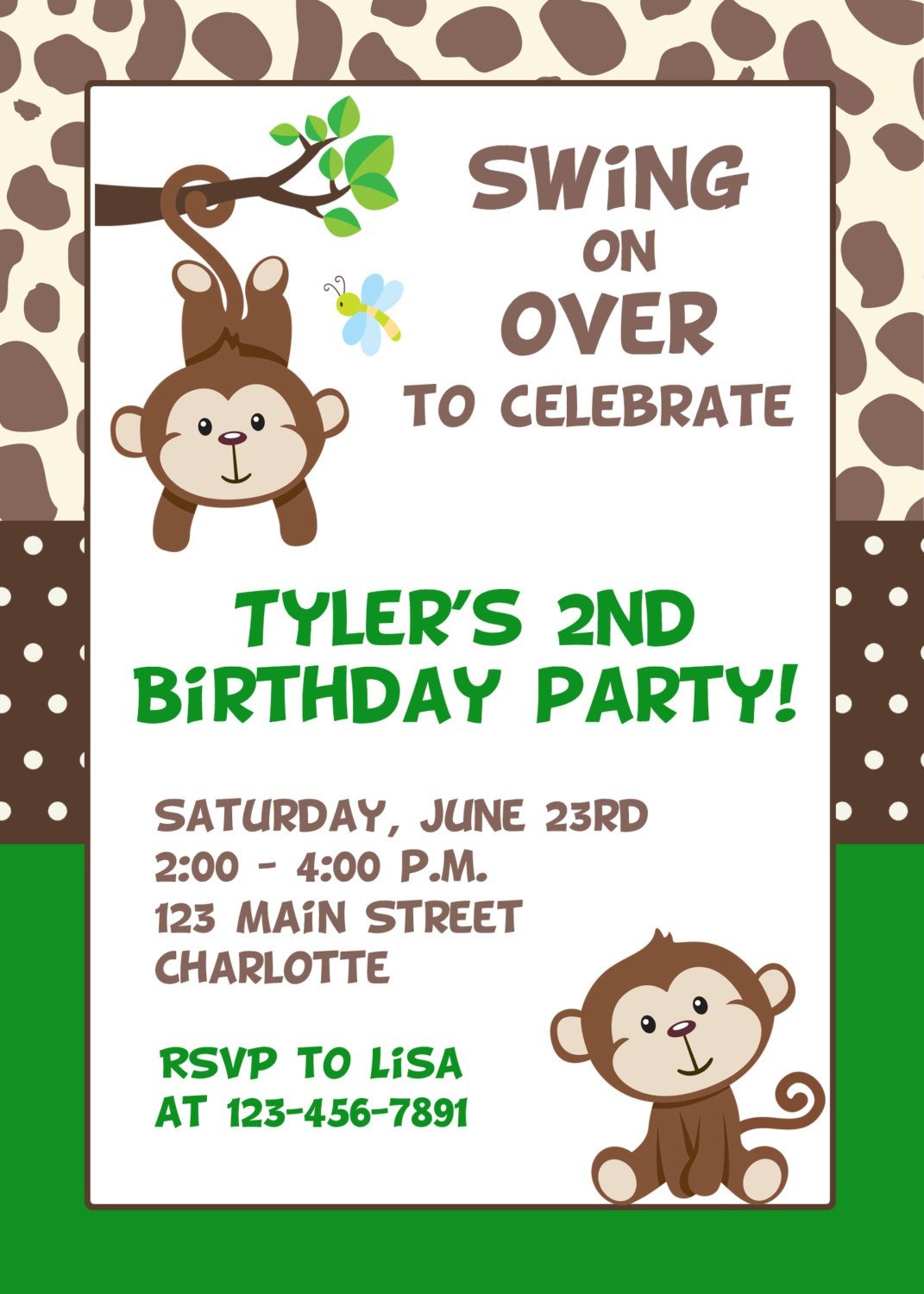 Monkey Birthday Invitations Free Printable - Free Printable Monkey Birthday Party Invitations