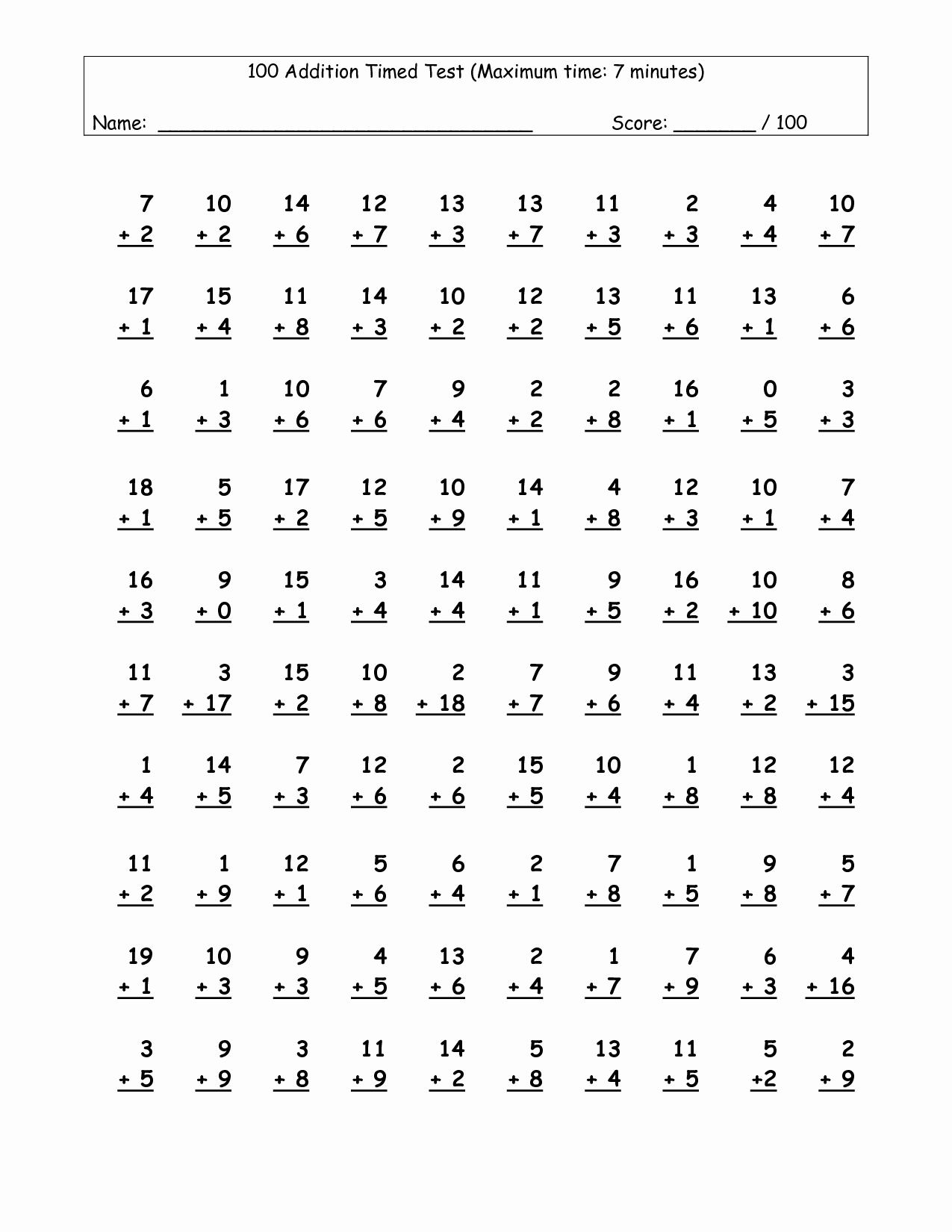 Multiplication Time Sheets Of Worksheets Multiplication Timed Test - Free Printable Multiplication Timed Tests