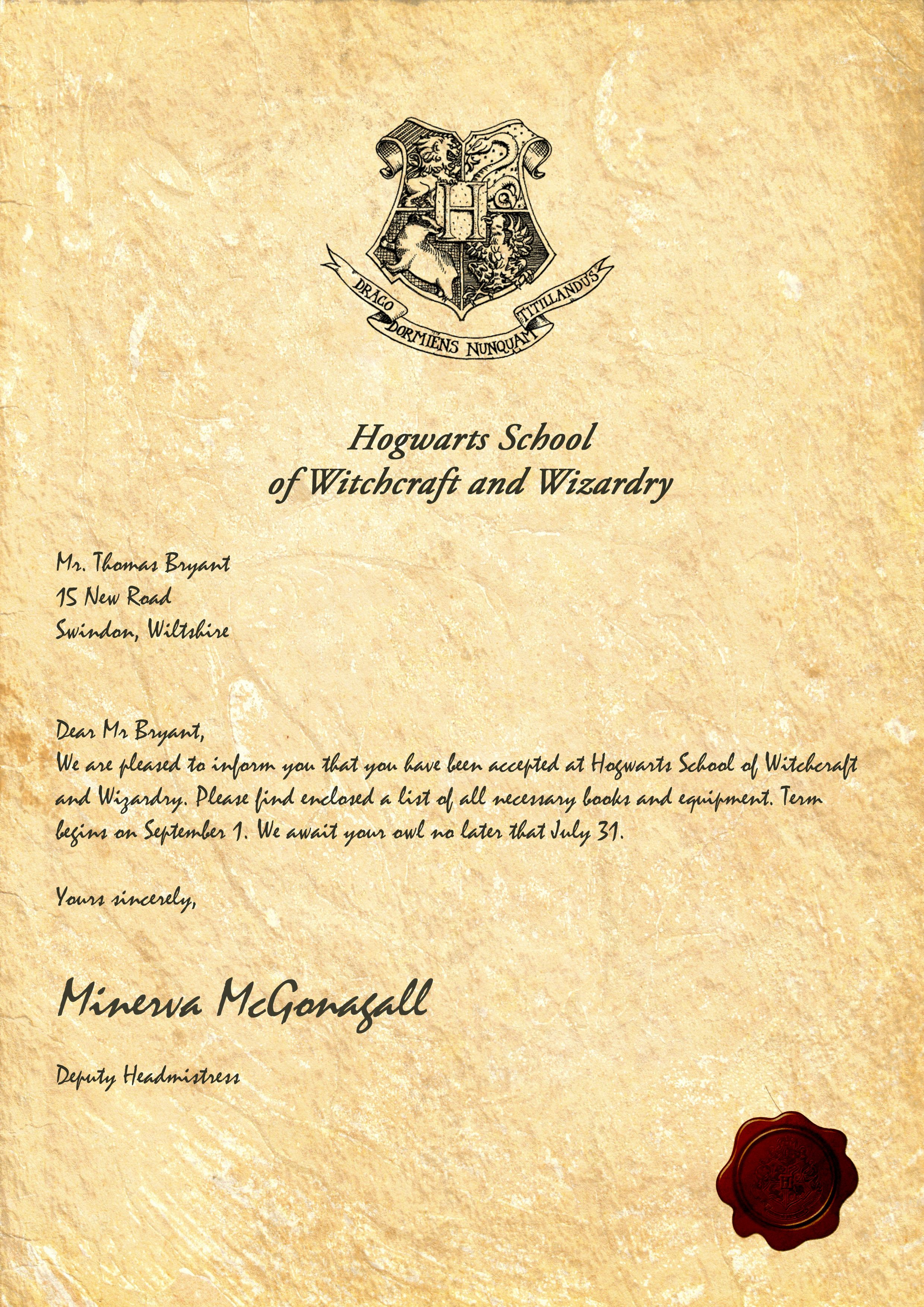 My Hogwarts Acceptance Letter Sadly My Owl Died From The Long Fly - Hogwarts Acceptance Letter Template Free Printable