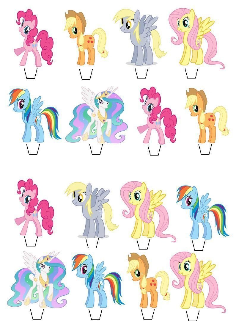 My Little Pony Stand Up Cupcake Cake Toppers Edible Paper - Free Printable My Little Pony Cupcake Toppers