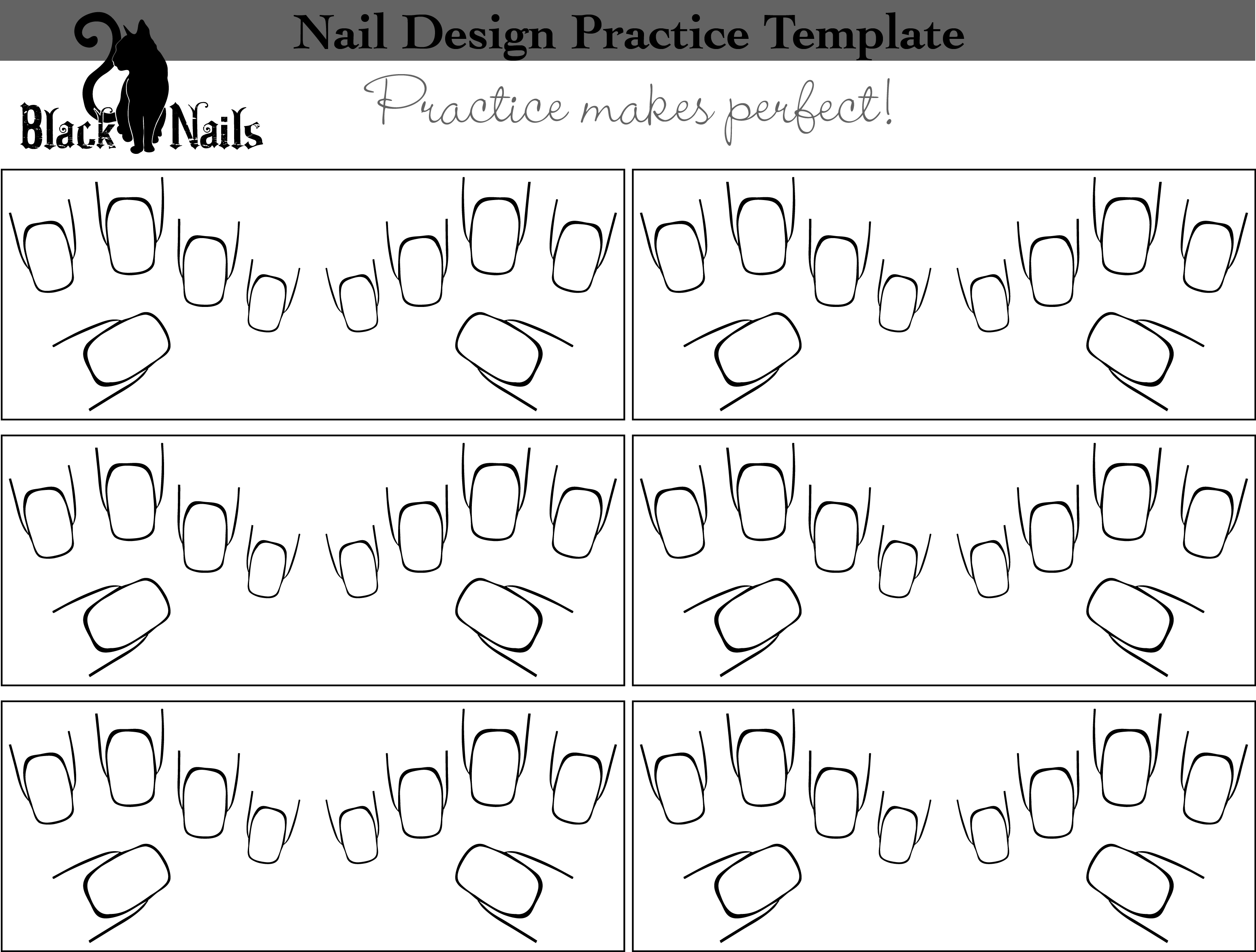 Printable Nail Art Design Practice Templates or Sheets