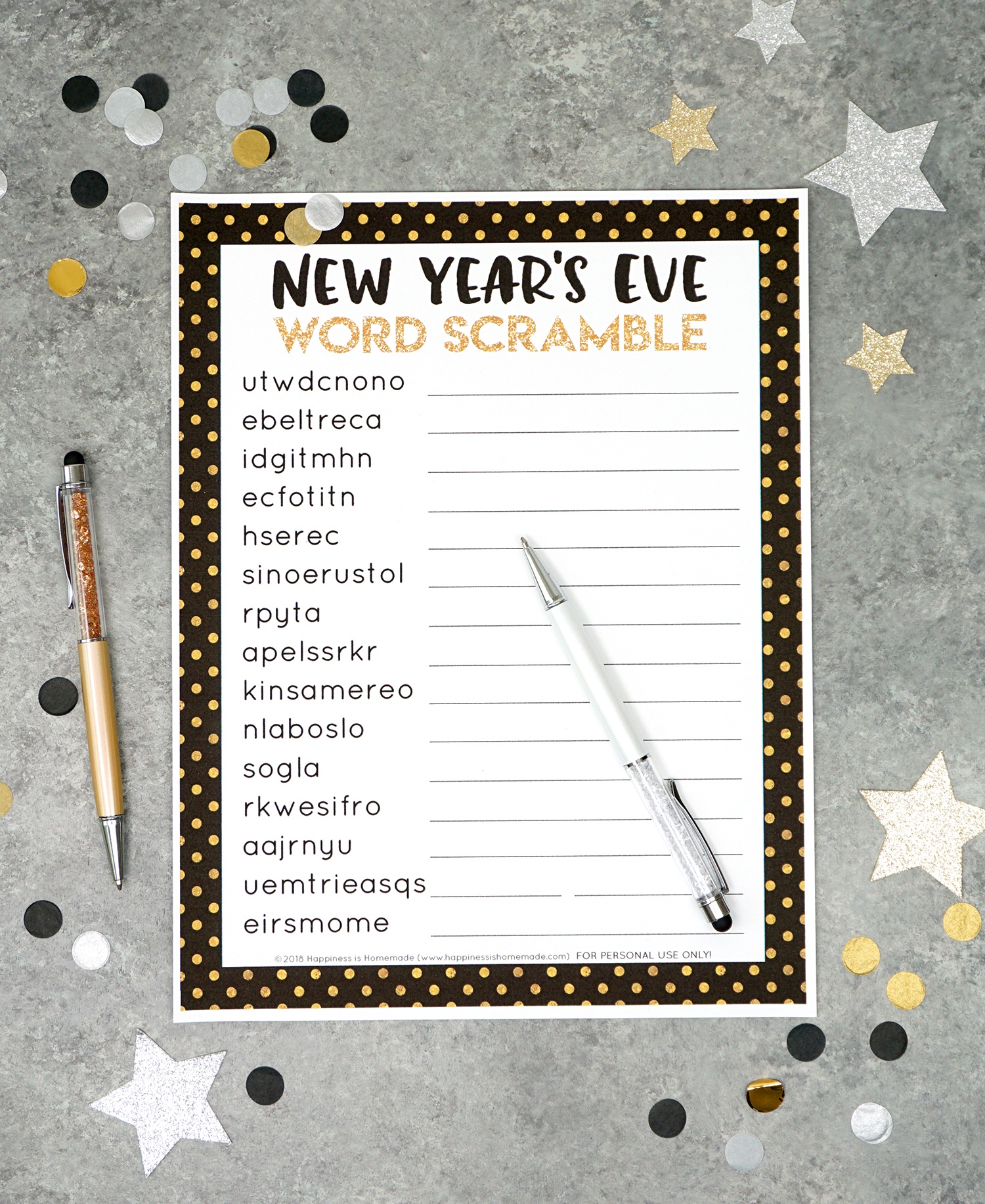 New Year&amp;#039;s Eve Word Scramble Printable - Happiness Is Homemade - Free Printable Word Jumble Puzzles For Adults
